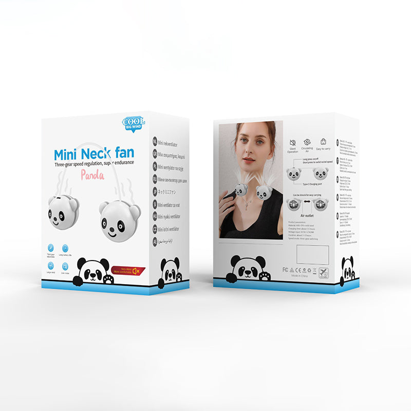 C16 Foldable Rechargeable Hanging Neck Fan Cute Panda Student Kids Fan Cooler C16 Foldable Rechargeable Hanging Neck Fan Cute Panda Student Kids Fan Cooler